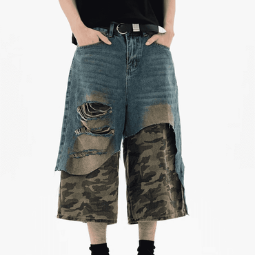 Camouflage Denim Shorts