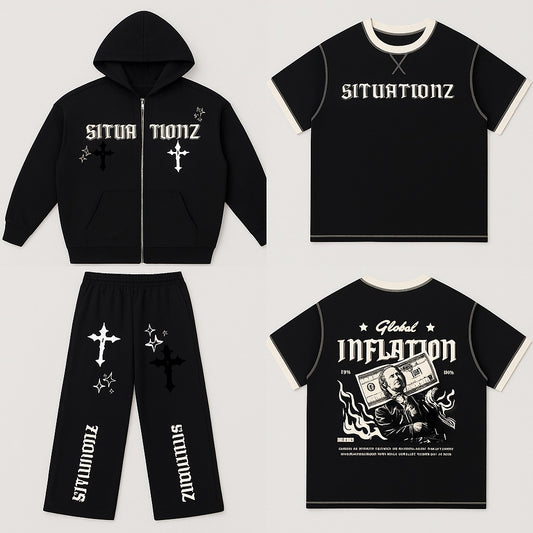 Inflation. Track Set (Black) with shirt