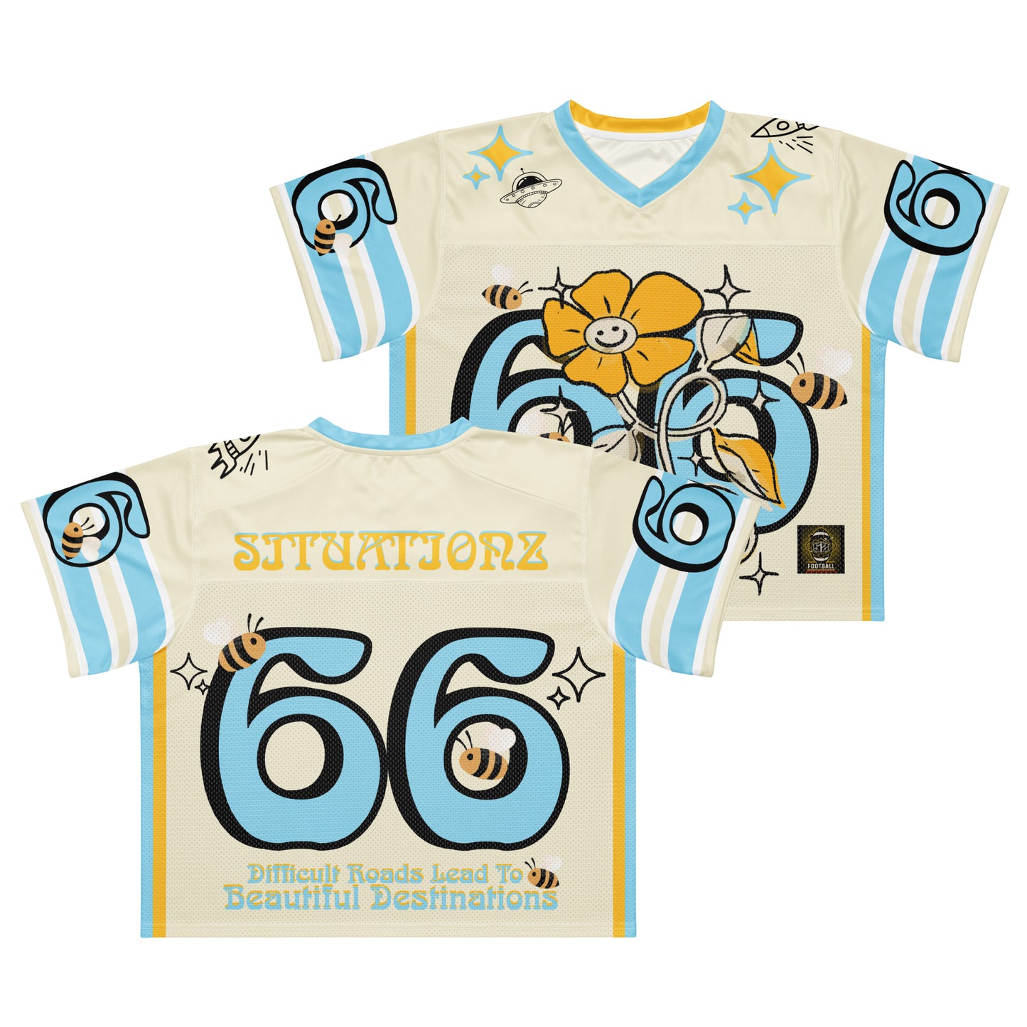 Golden Bloom. Boxy football jersey