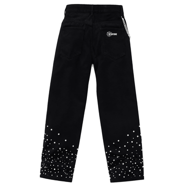Rhinestone-Embellished Relaxed Straight-Leg Jeans