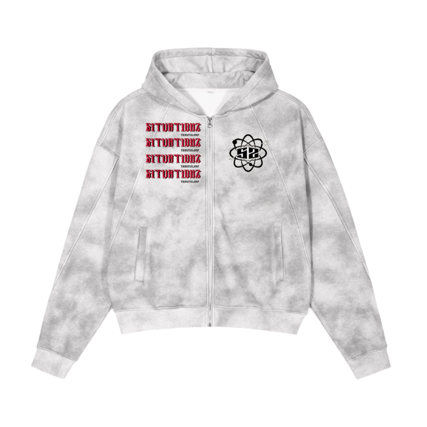 Dirty Washed Boxy Zip-up Hoodie