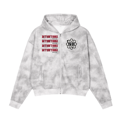 Dirty Washed Boxy Zip-up Hoodie