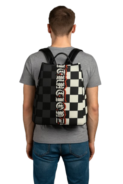 Graphite Plaid. (Leather Daypack)