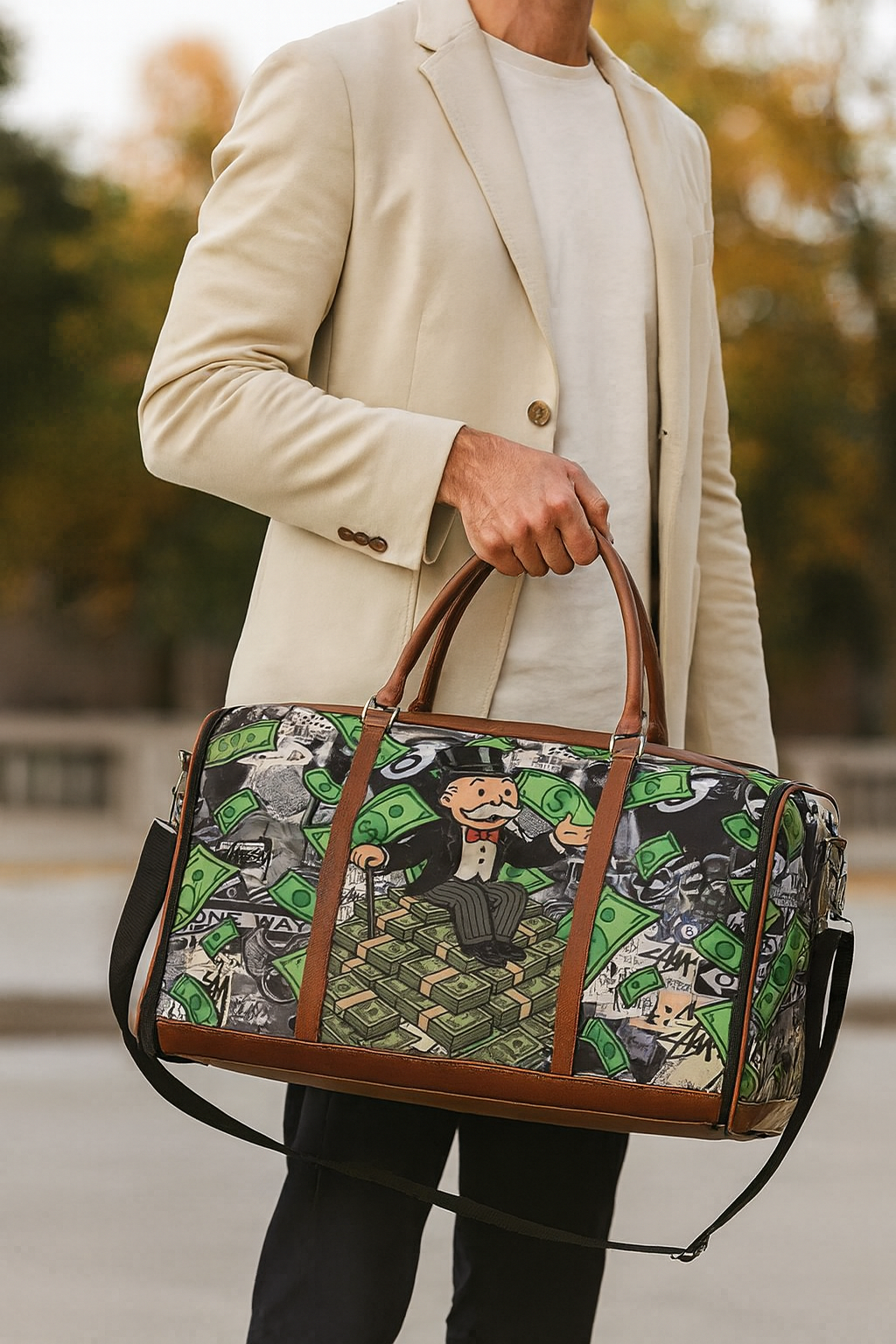 Monopolistic. (Leather Duffle Bag)