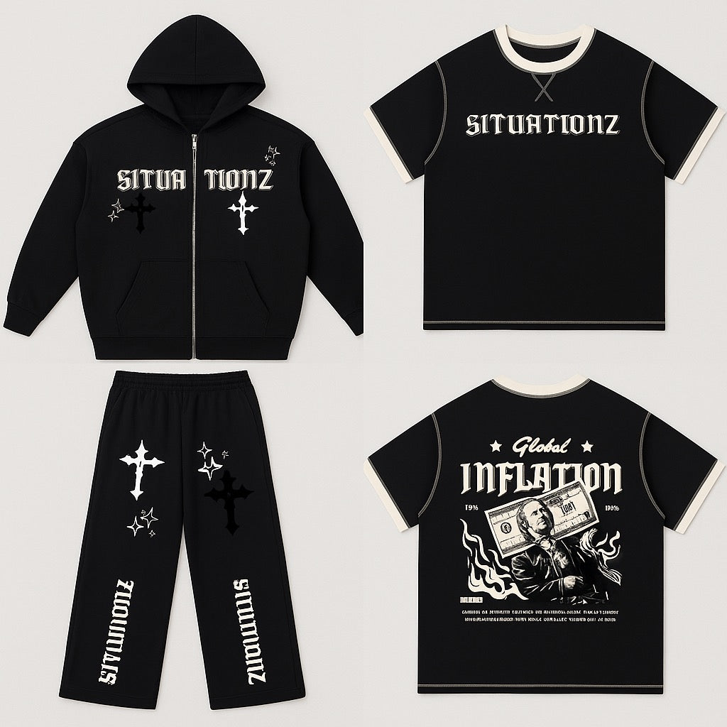 Inflation. Track Set (Black) with shirt