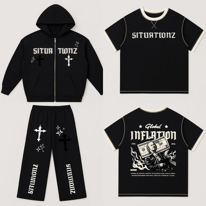 Inflation. Track Set (Black) with shirt