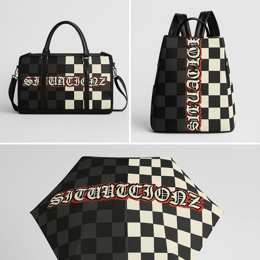 Graphite Plaid. (Leather Luggage bundle)