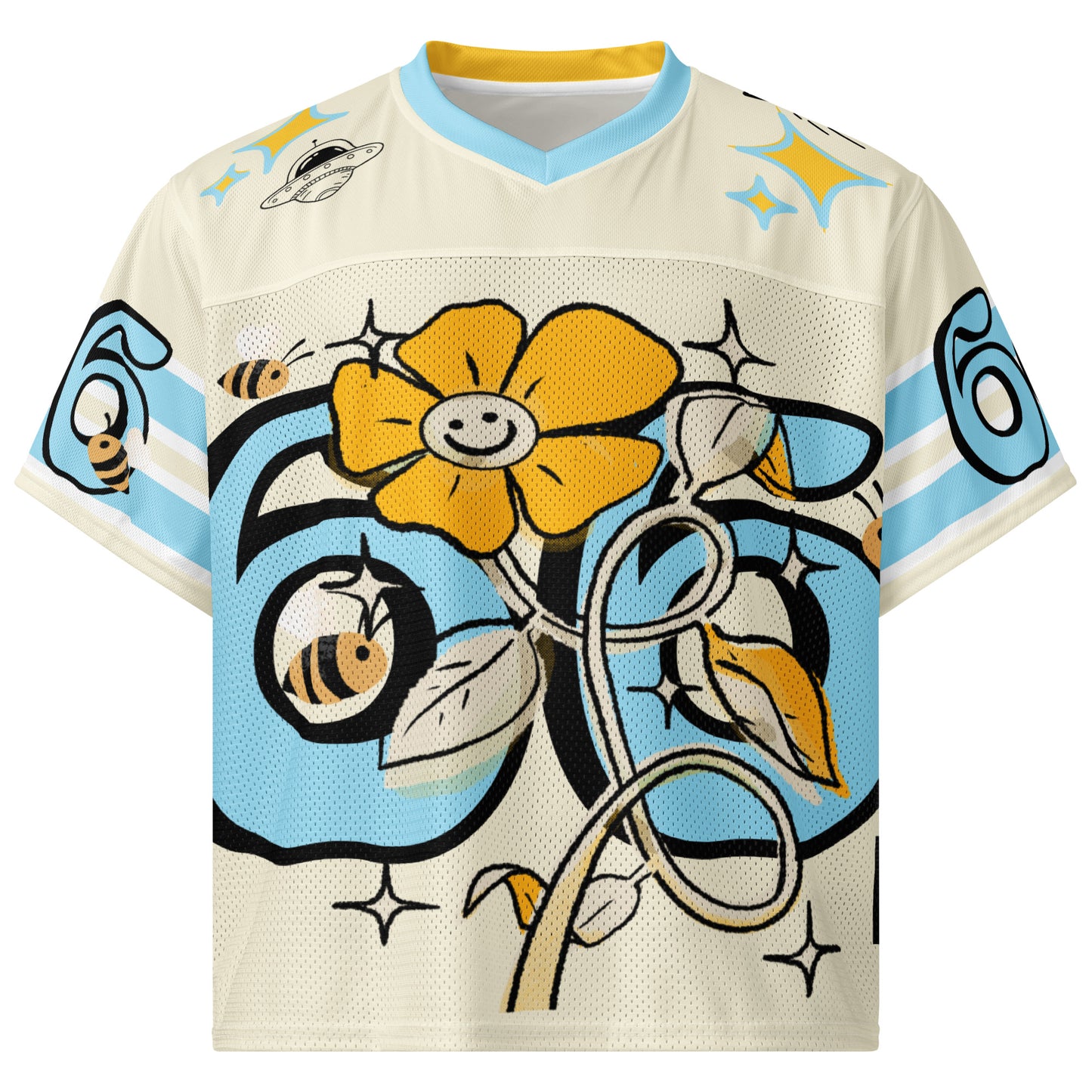 Golden Bloom. Boxy football jersey