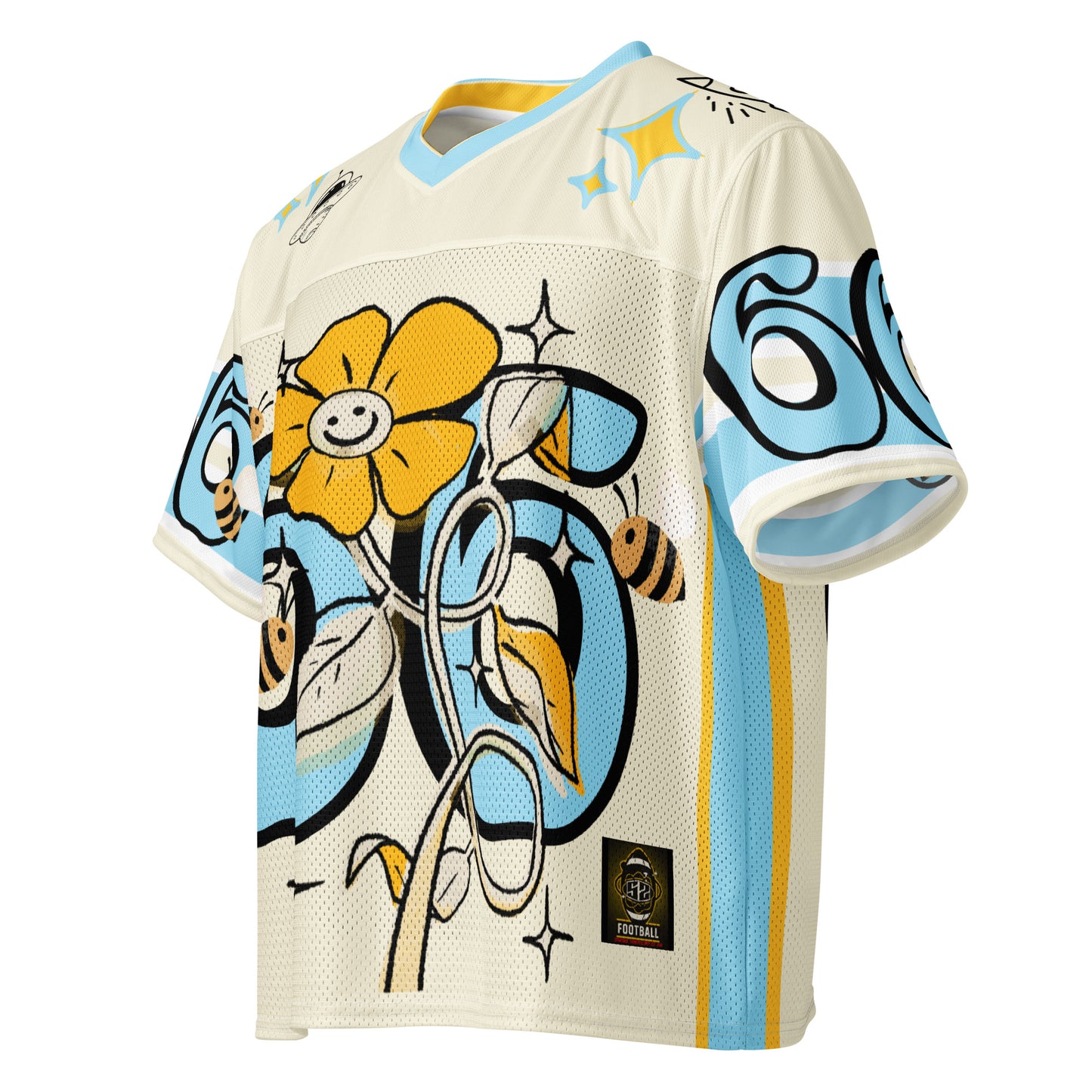 Golden Bloom. Boxy football jersey